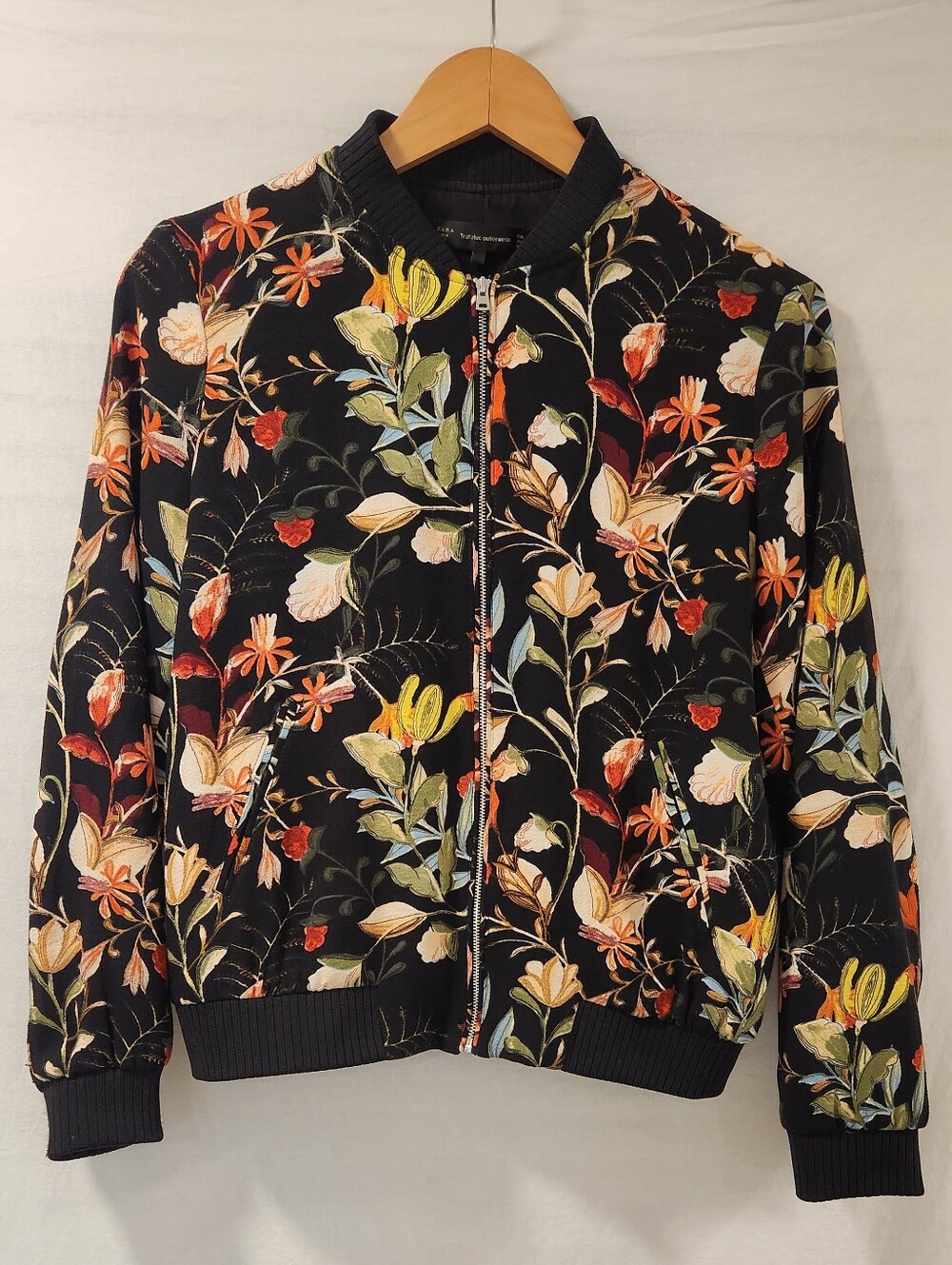 Zara Trafaluc Floral Bomber Jacket Size M - Picture 3 of 8